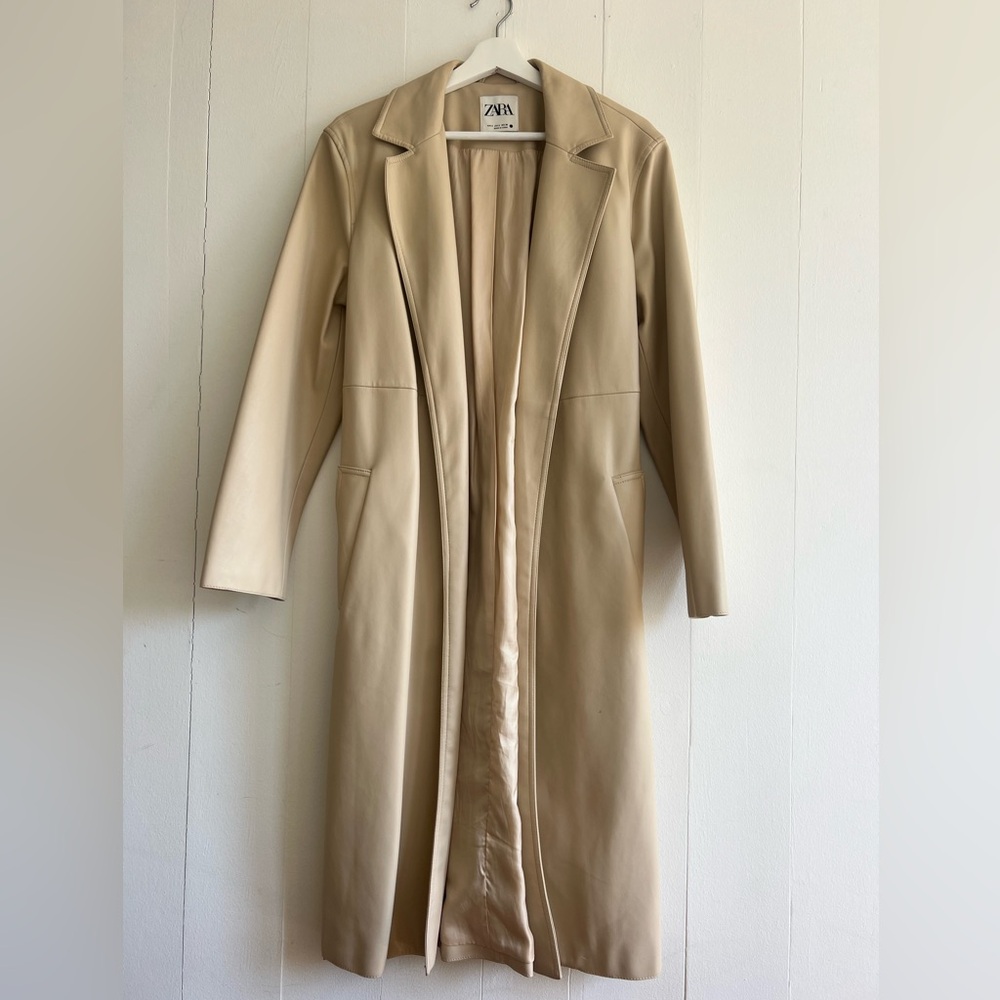 Zara faux leather trench in cream
